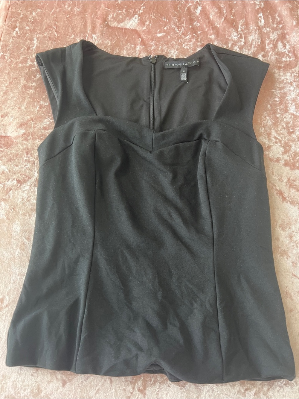 White House Black Market Black Sweetheart Neck Peplum Top
